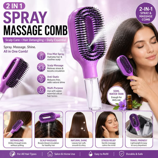 2-in-1 Spray Hair Brush with Built-In Mist Bottle