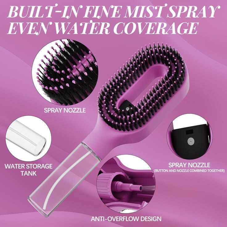 2-in-1 Spray Hair Brush with Built-In Mist Bottle