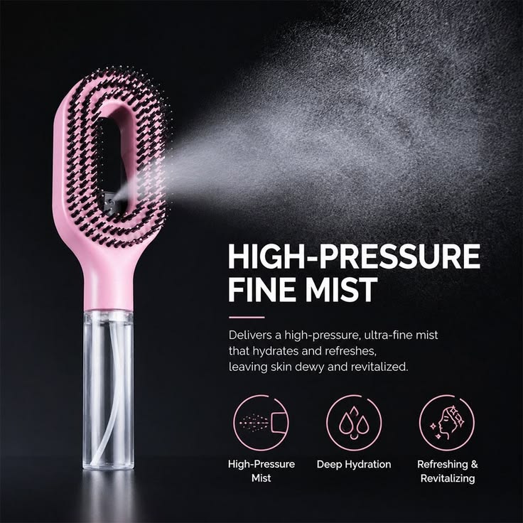 2-in-1 Spray Hair Brush with Built-In Mist Bottle