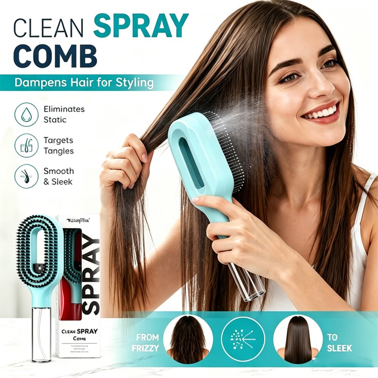 2-in-1 Spray Hair Brush with Built-In Mist Bottle